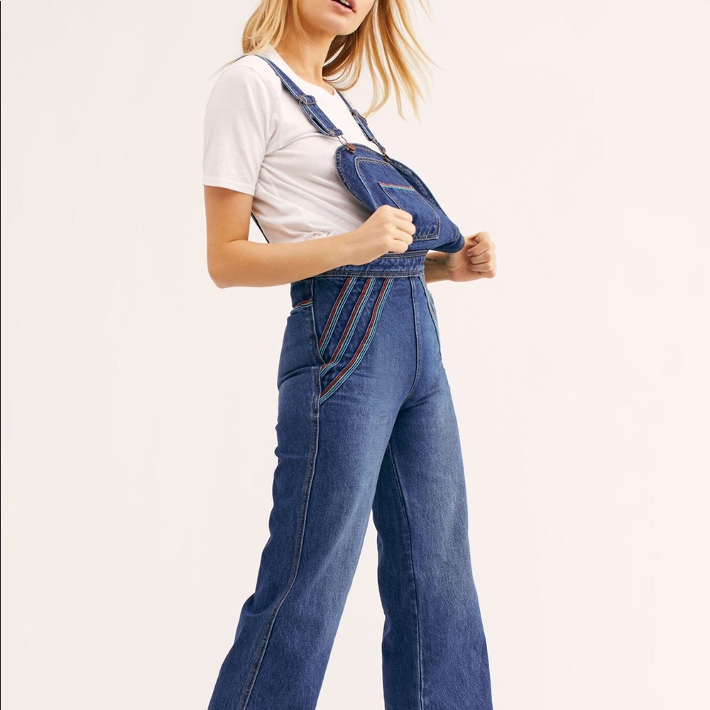 NWT Free People Chasing Rainbows Overalls